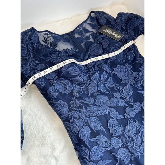 New La Femme Size 14 Lace V Neck A-line Dress Gown - 28053 Navy *rip, stain* - Picture 6 of 16